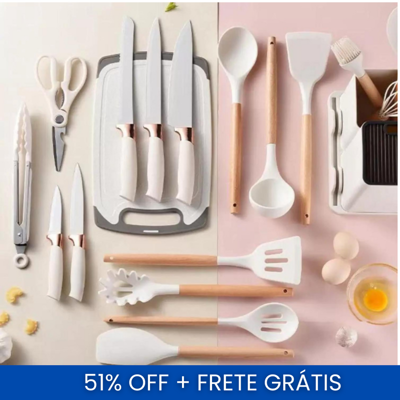 Kit de Cozinha 19 Peças de Silicone Premium